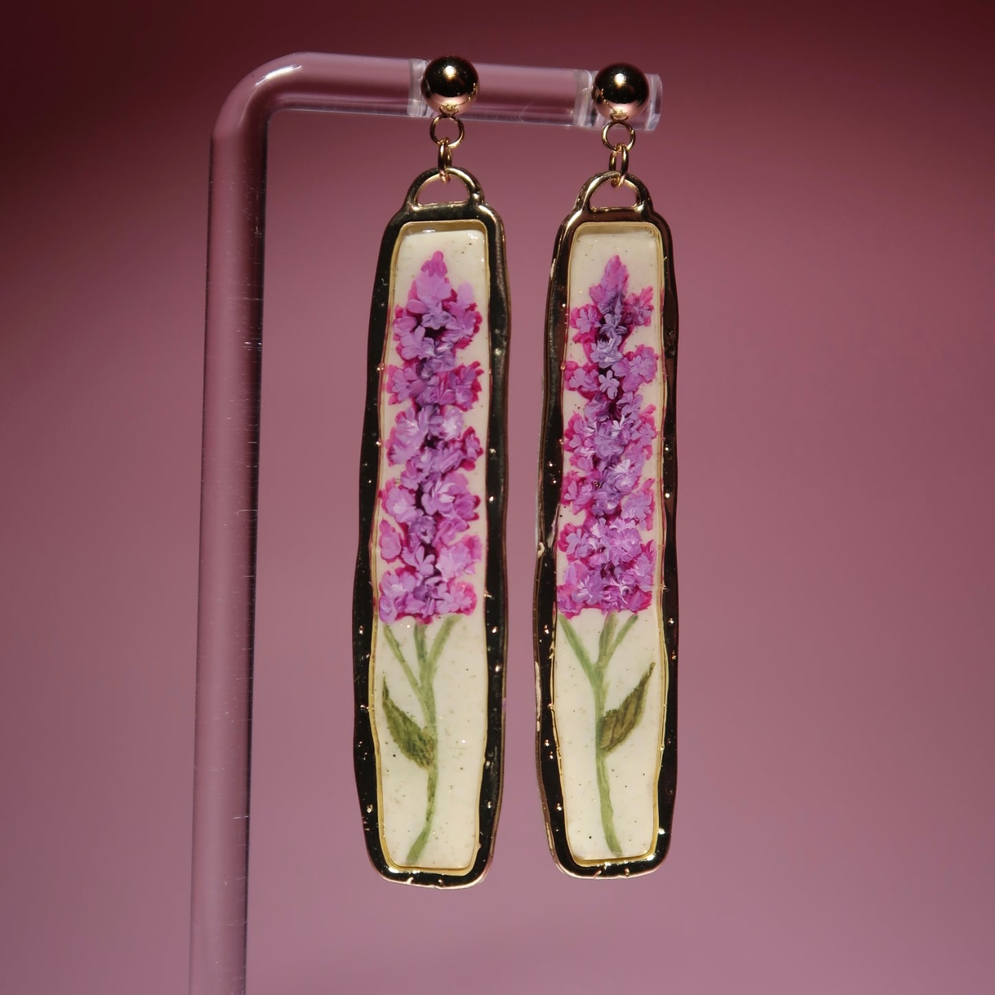 Lavender Dreams - Hand Painted Lavender Earrings