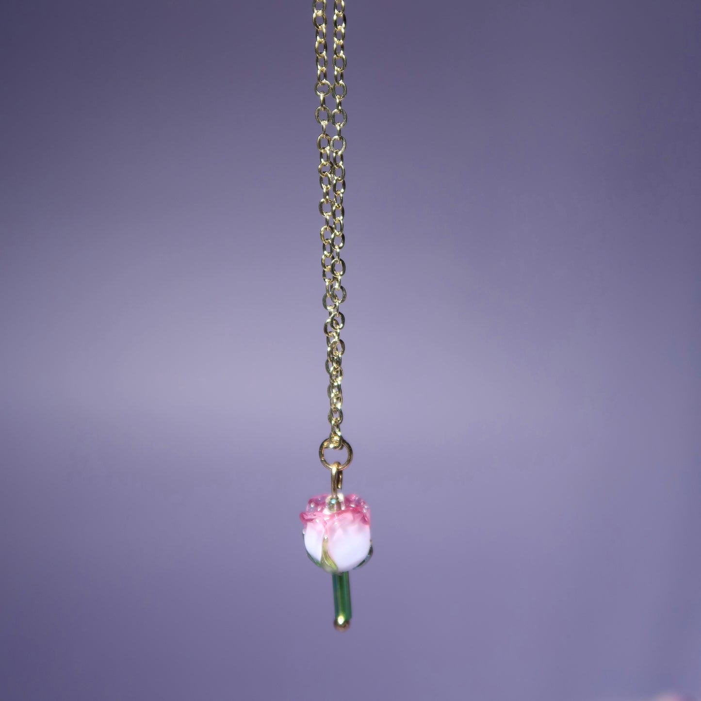 Glass White Rose Necklace