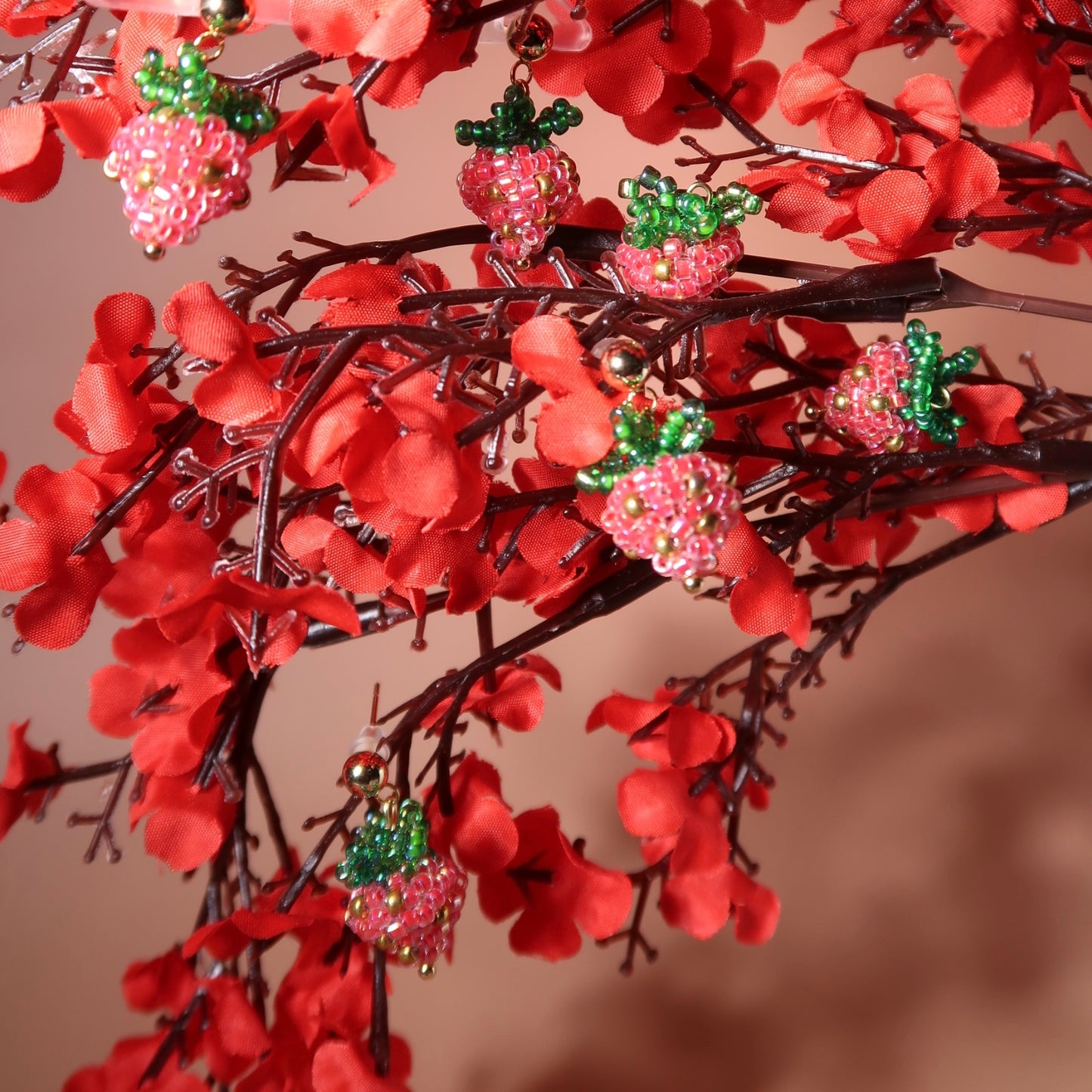 Beaded Strawberry Earrings