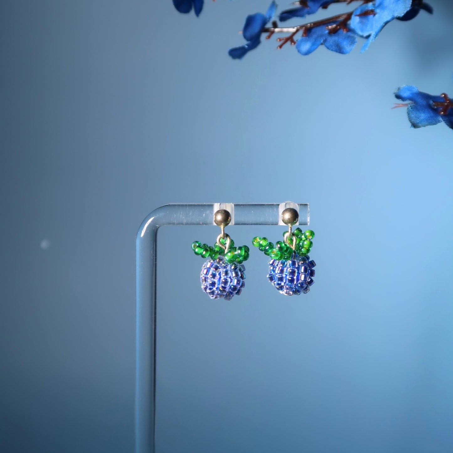 Beaded Blueberry Earrings
