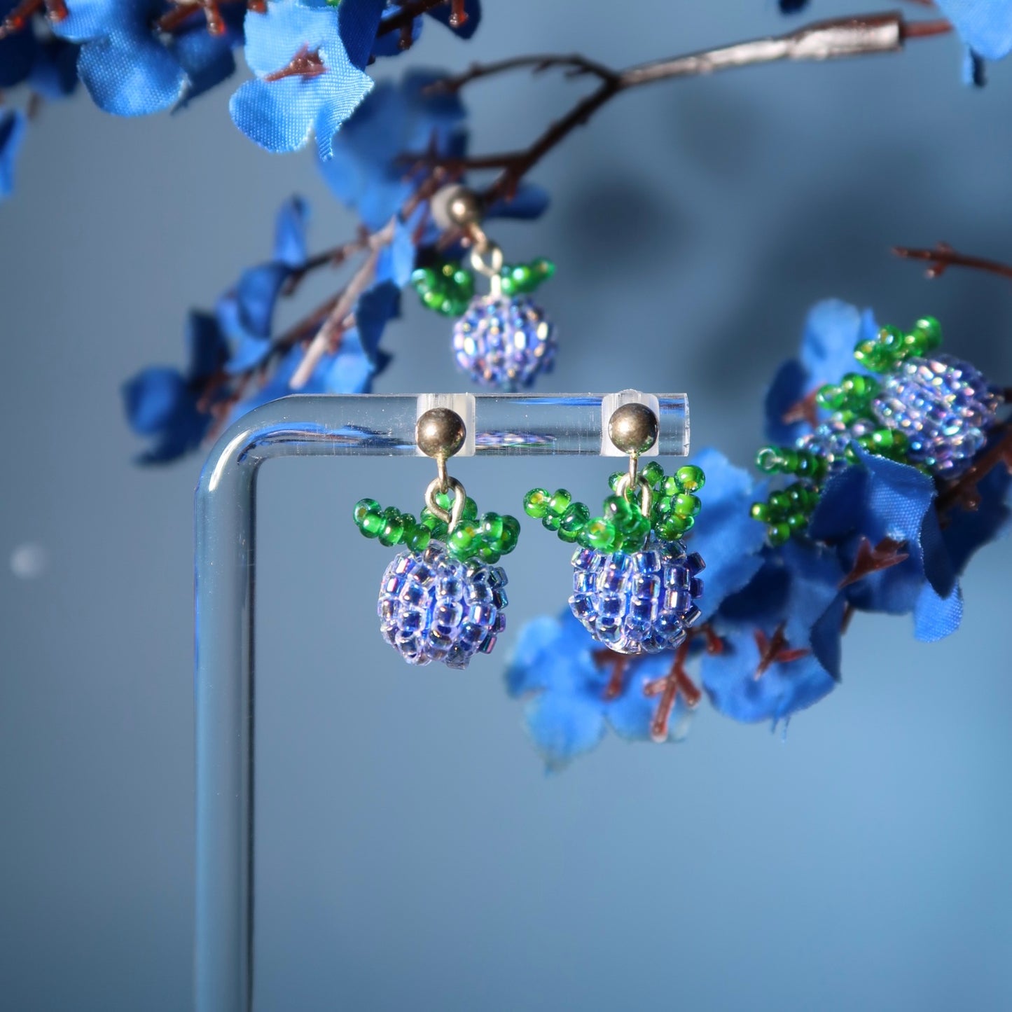 Beaded Blueberry Earrings