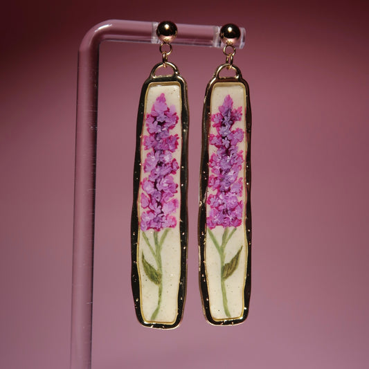 Lavender Dreams - Hand Painted Lavender Earrings