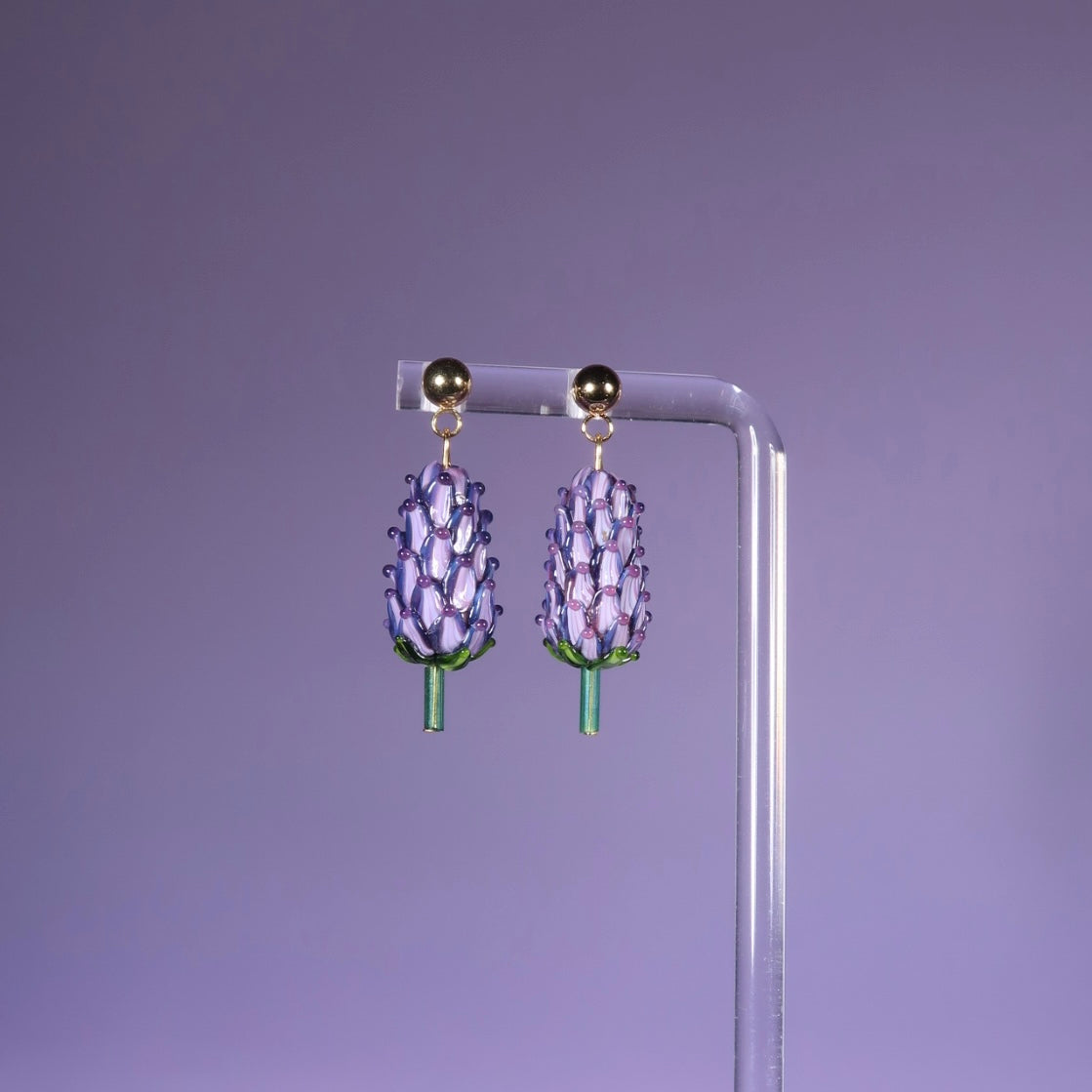 Lavender Glass Earrings
