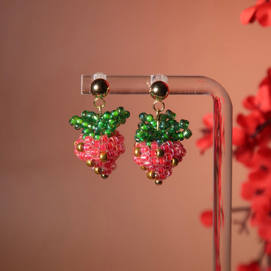 Beaded Strawberry Earrings