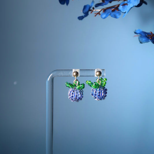 Beaded Blueberry Earrings