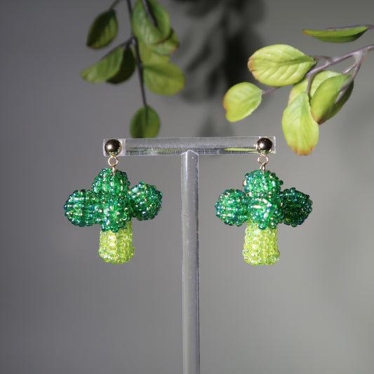 Beaded Brocolli Earrings
