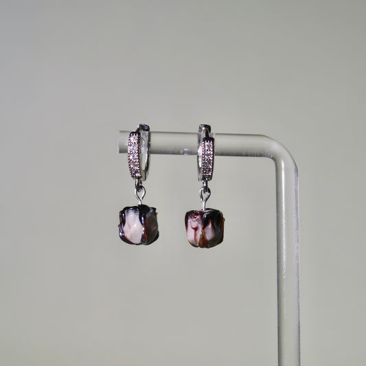 Black and Gray Rose Earrings